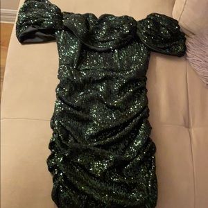 Green glittery dress